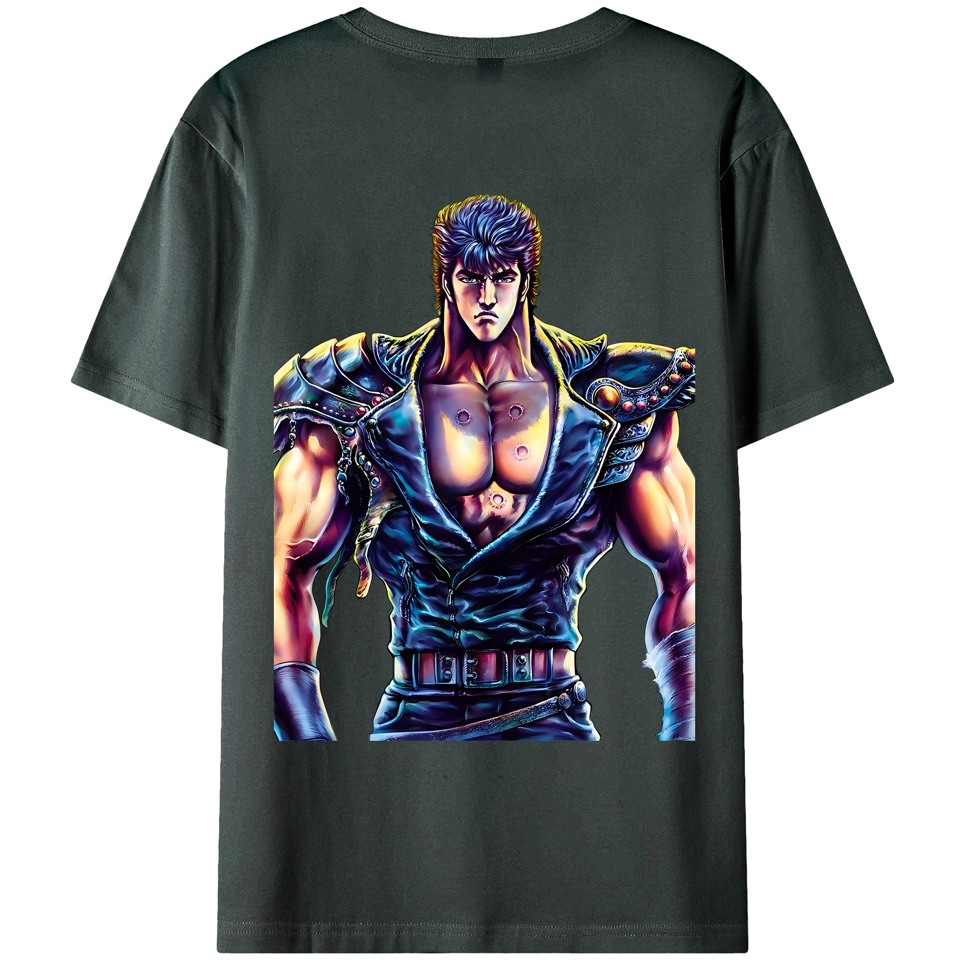 （画像用） 北斗の拳 Fist of the North Star 綿100％ メンズ半袖Tシャツ（バックプリント） 通気性